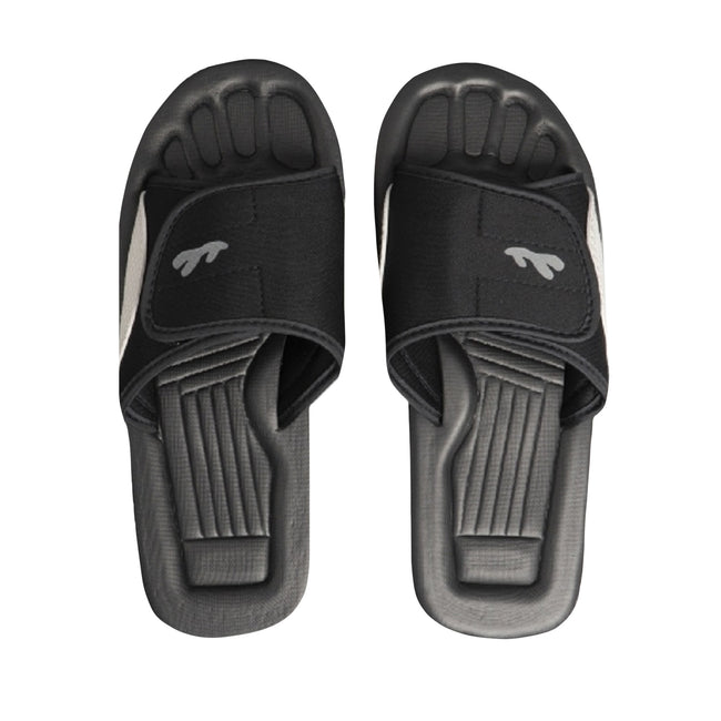 Black-Grey - Lifestyle - PDQ Mens Surfer Touch Fastening Beach Mule Pool Shoes