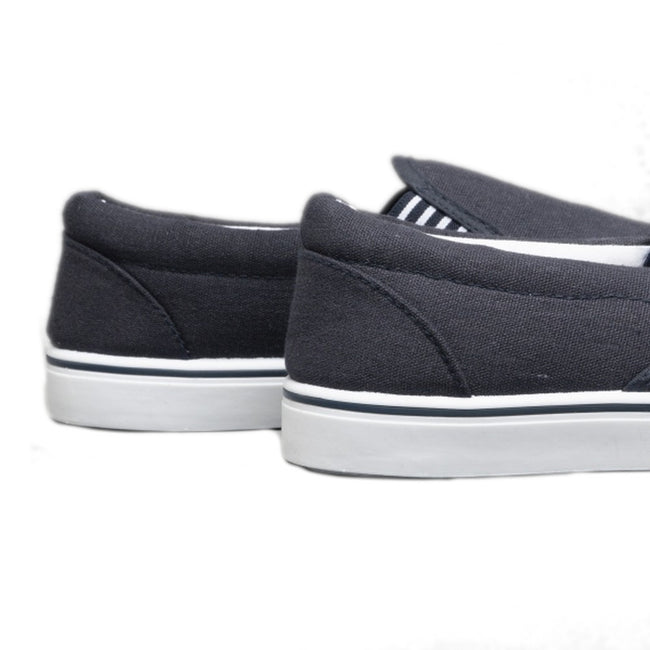 Navy Blue - Close up - Dek Boys Gusset Casual Canvas Yachting Shoes