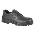 Black - Front - Grafters Mens Plain 3 Eye Shine Leather Safety Shoes