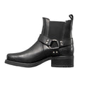 Black - Side - Woodland Mens Low Harley Gusset Harness Leather Boots