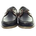 Navy Blue-Brown Leather - Side - Dek Mens Moccasin Boat Shoes