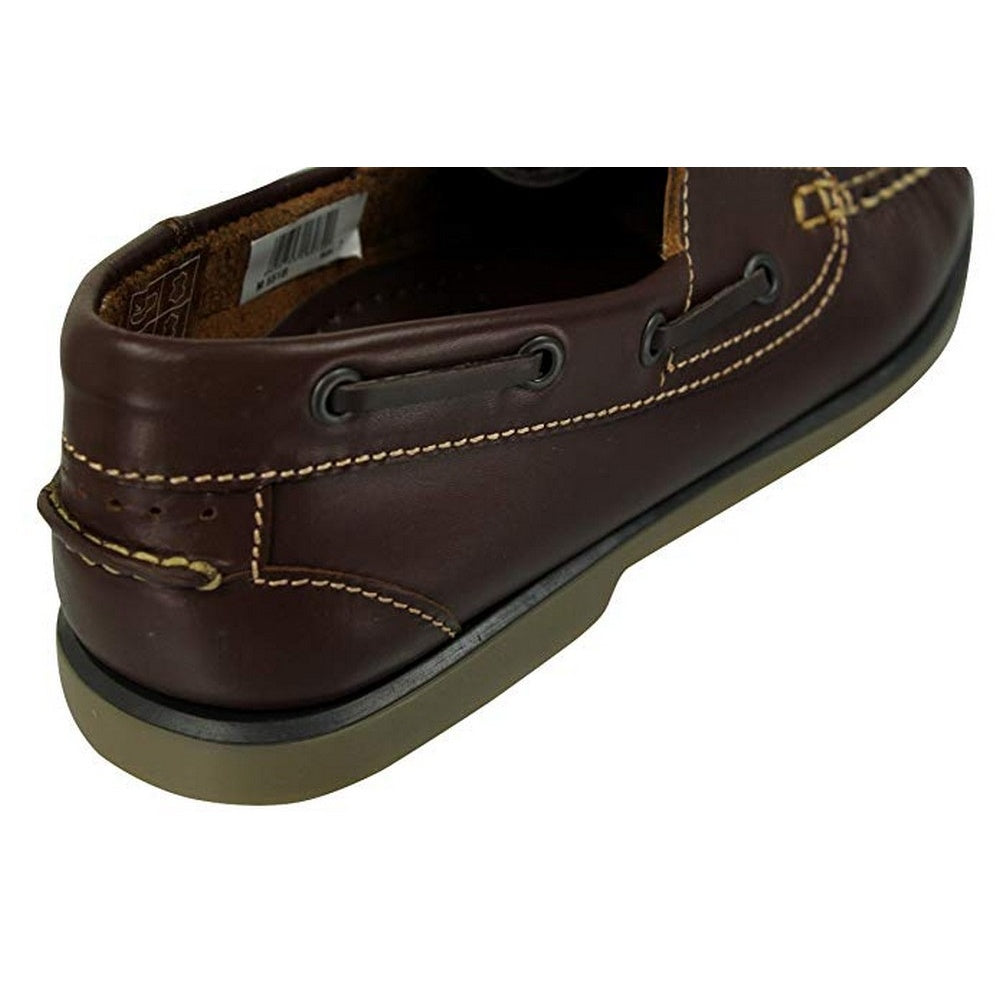 Brown Leather - Close up - Dek Mens Moccasin Boat Shoes