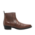 Brown - Front - Woodland Mens Distressed Leather Gusset Western Ankle Boots