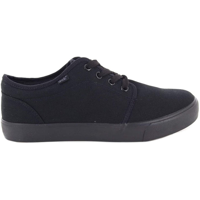 Black - Back - Dek Mens 4 Eye Black Canvas Deck Shoes