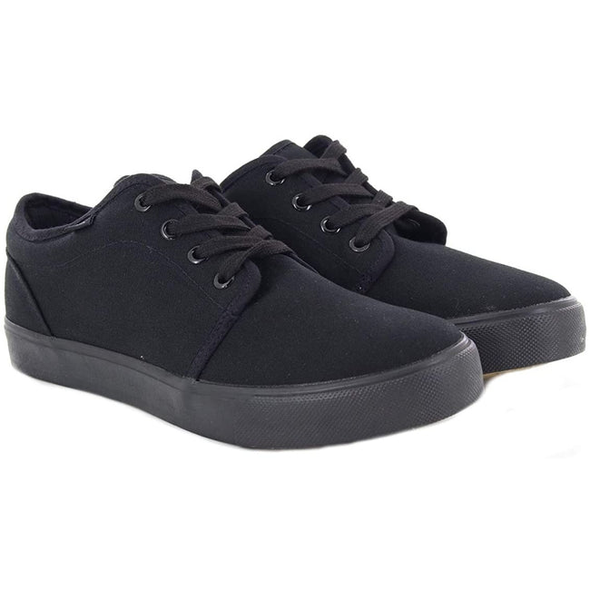 Black - Pack Shot - Dek Mens 4 Eye Black Canvas Deck Shoes