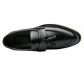 Black - Side - Roamers Mens Toggle Saddle Hi-Shine Leather Loafers