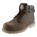 Brown - Front - Woodland Mens 6 Eye Padded Utility Boots