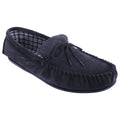 Navy Blue - Front - Mokkers Mens Bruce Real Suede Moccasin Slippers