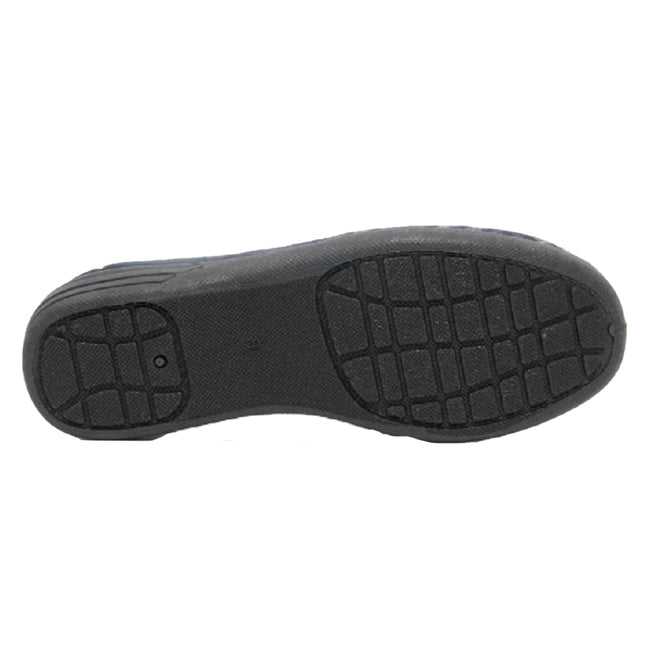 Navy Blue - Pack Shot - Zedzzz Mens Harley Check Felt Gusset Slippers