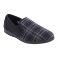 Navy Blue - Front - Zedzzz Mens Harley Check Felt Gusset Slippers