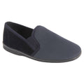 Navy Blue-Grey - Front - Zedzzz Mens Lewis Striped Twin Gusset Slippers