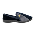 Navy Blue-Grey - Back - Zedzzz Mens Aaron Twin Gusset Velour Slippers