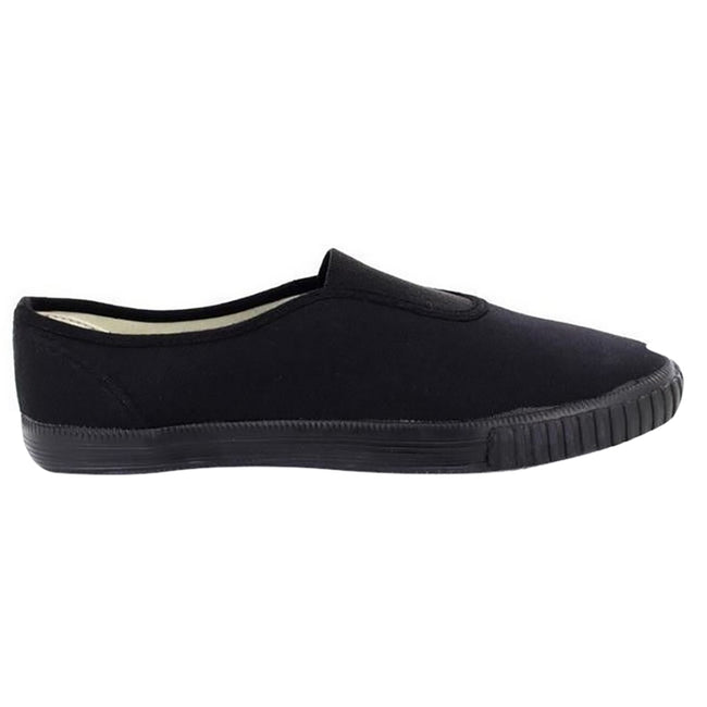 Black - Side - Dek Adults Unisex Gusset Canvas Plimsolls