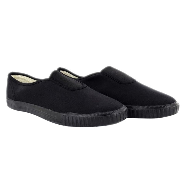 Black - Lifestyle - Dek Adults Unisex Gusset Canvas Plimsolls