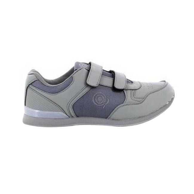 Grey - Back - Dek Mens Drive Touch Fastening Trainer-Style Lawn Bowling Shoes