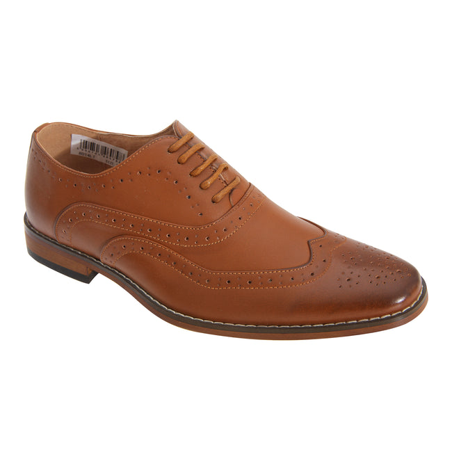 Tan - Front - Goor Boys 5 Eyelet Brogue Oxford Shoes