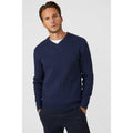 Navy - Front - Maine Mens Premium Cable Cotton V Neck Jumper