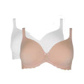 Taupe-White - Front - Gorgeous Womens-Ladies Wing Lace T-Shirt Bra (Pack of 2)