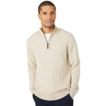 Stone - Front - Maine Mens Cable Cotton Half Zip Jumper