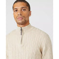 Stone - Lifestyle - Maine Mens Cable Cotton Half Zip Jumper