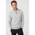 Light Grey - Front - Maine Mens Cable Cotton Half Zip Jumper