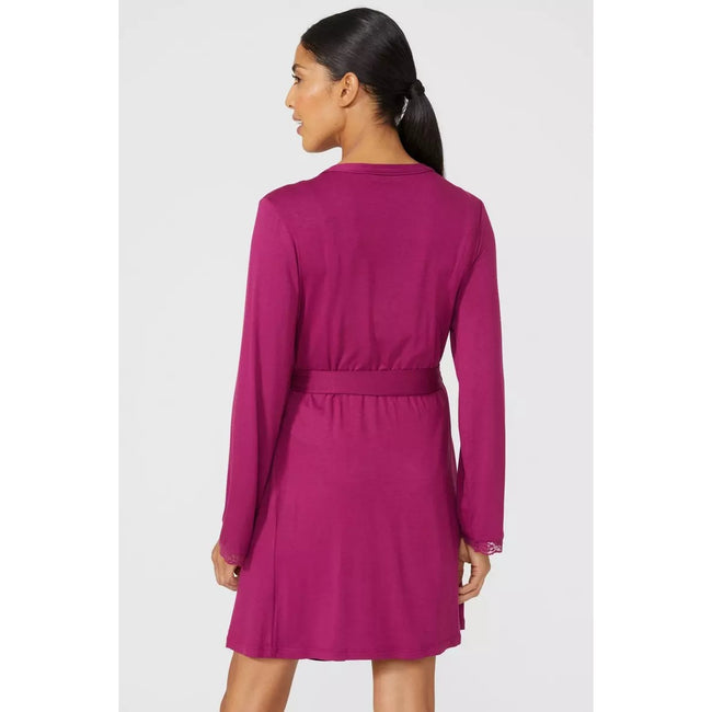 Plum - Back - Debenhams Womens-Ladies Viscose Wrap Robe