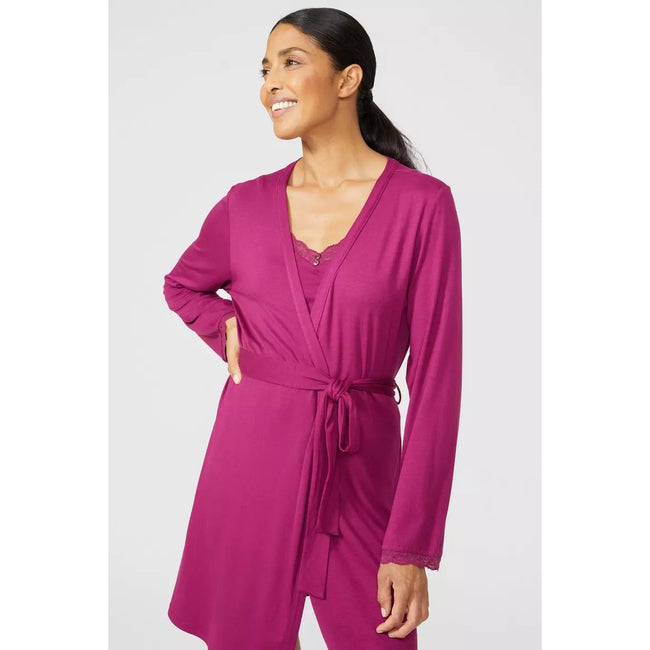 Plum - Side - Debenhams Womens-Ladies Viscose Wrap Robe