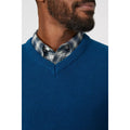 Dark Blue - Side - Maine Mens Premium Cotton V Neck Jumper