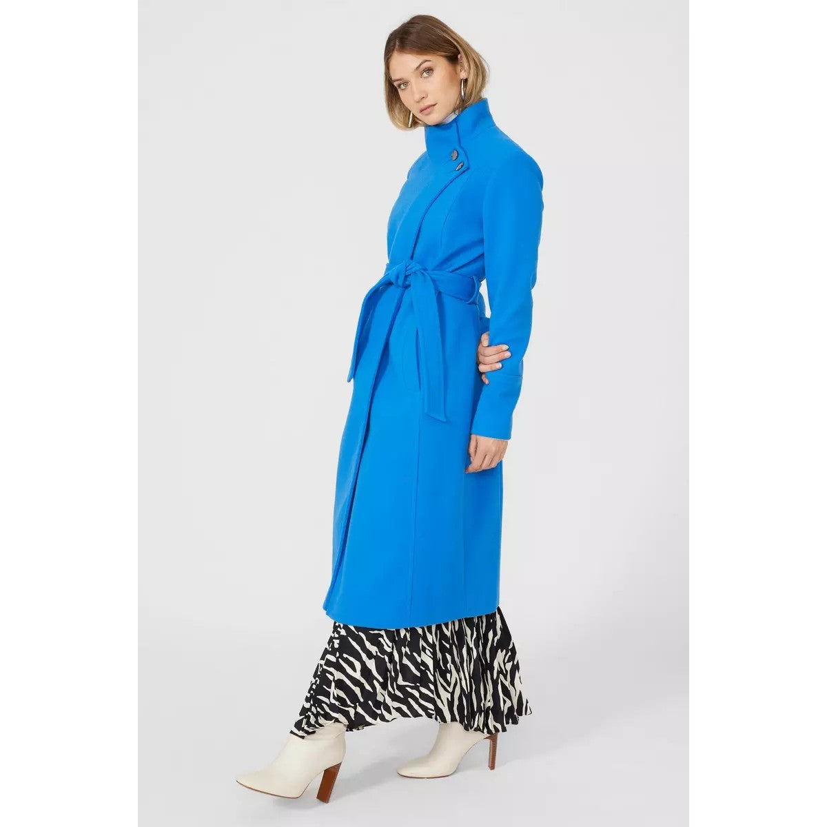 Cobalt Blue - Lifestyle - Principles Womens-Ladies Belted Funnel Neck Coat