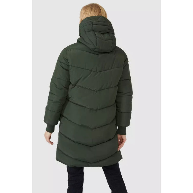Forest - Back - Mantaray Womens-Ladies Hooded Recycled Long Puffer Jacket