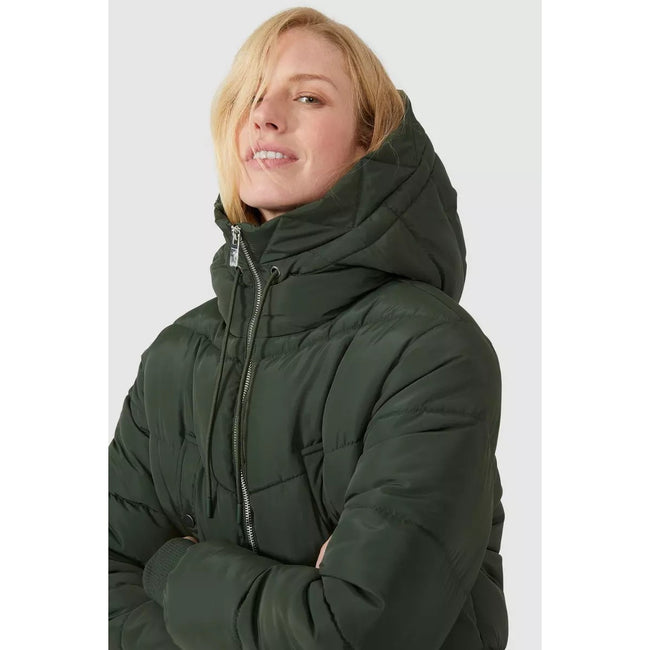 Forest - Side - Mantaray Womens-Ladies Hooded Recycled Long Puffer Jacket
