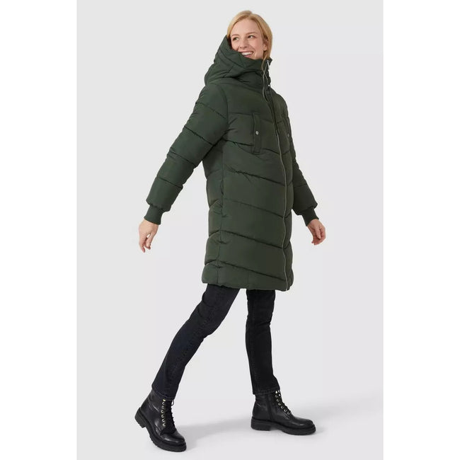 Forest - Pack Shot - Mantaray Womens-Ladies Hooded Recycled Long Puffer Jacket