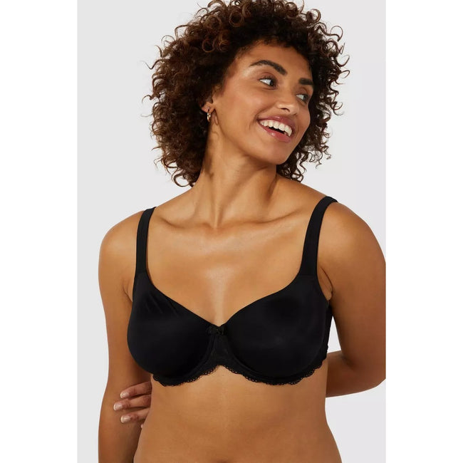 Black-White - Side - Gorgeous Womens-Ladies Lace T-Shirt Bra (Pack of 2)