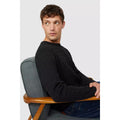 Black - Side - Maine Mens Cable Cotton Crew Neck Sweatshirt