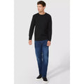 Black - Pack Shot - Maine Mens Cable Cotton Crew Neck Sweatshirt