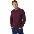 Burgundy - Front - Maine Mens Cable Cotton Crew Neck Sweatshirt