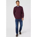 Burgundy - Pack Shot - Maine Mens Cable Cotton Crew Neck Sweatshirt