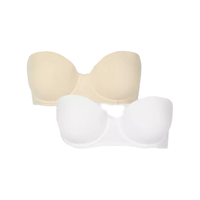 White-Nude - Front - Debenhams Womens-Ladies Strapless Bra (Pack of 2)