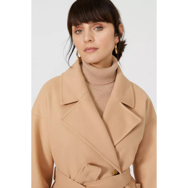 Toffee - Side - Principles Womens-Ladies Belted Longline Coat
