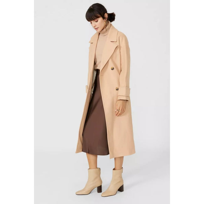 Toffee - Pack Shot - Principles Womens-Ladies Belted Longline Coat