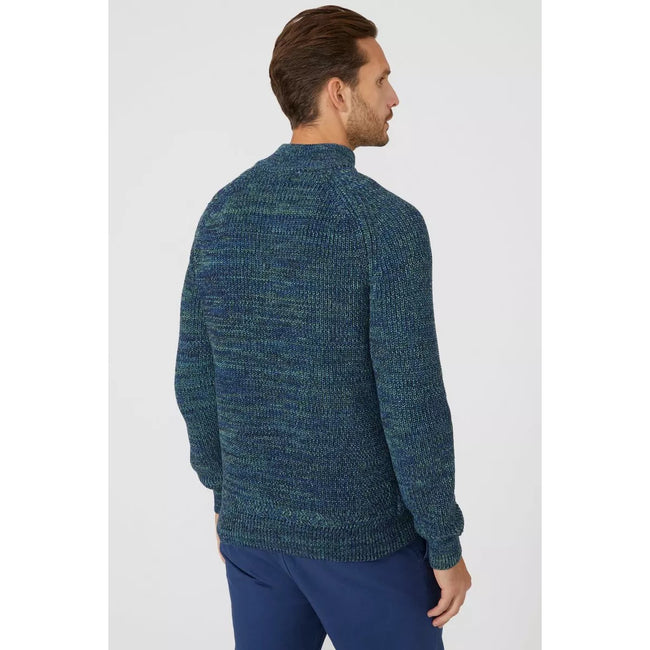 Green - Back - Mantaray Mens Twist Half Zip Jumper