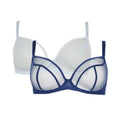 Blue-White - Front - Gorgeous Womens-Ladies Sheer Non-Padded Bra (Pack of 2)