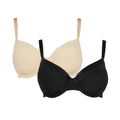 Black-Nude - Front - Gorgeous Womens-Ladies Matte T-Shirt Bra (Pack of 2)