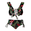 Black - Front - Debenhams Womens-Ladies Floral Front Tie Bikini Set