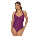 Plum - Front - Gorgeous Womens-Ladies Textured Underwired One Piece Swimsuit