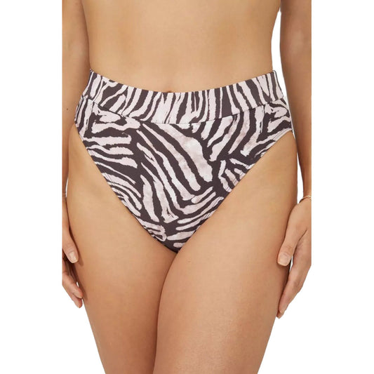 White-Brown - Front - Gorgeous Womens-Ladies Zebra Print Mid Rise Bikini Bottoms