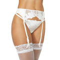 Ivory - Front - Gorgeous Womens-Ladies Lily Embroidered Bridal Suspender Belt