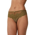 Olive - Front - Gorgeous Womens-Ladies Floral Jacquard Deep Cut Thong