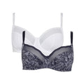 Navy-White - Front - Gorgeous Womens-Ladies Floral Bra (Pack of 2)