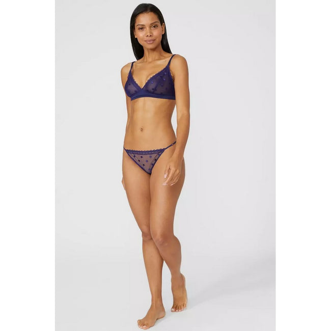 Purple - Pack Shot - Gorgeous Womens-Ladies Spotted Embroidered Thong